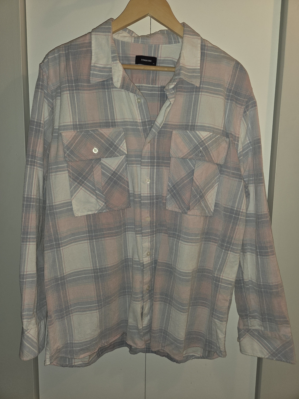 Zanerobe Plaid Button-Down Shirt in Pink & Gray